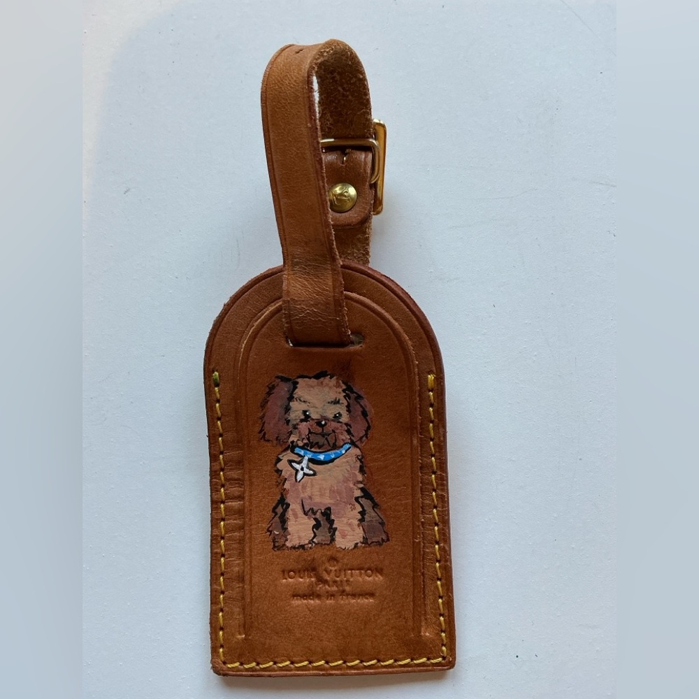 Louis Vuitton Hand Painted Dog Luggage Tag/ Paint your Pet!